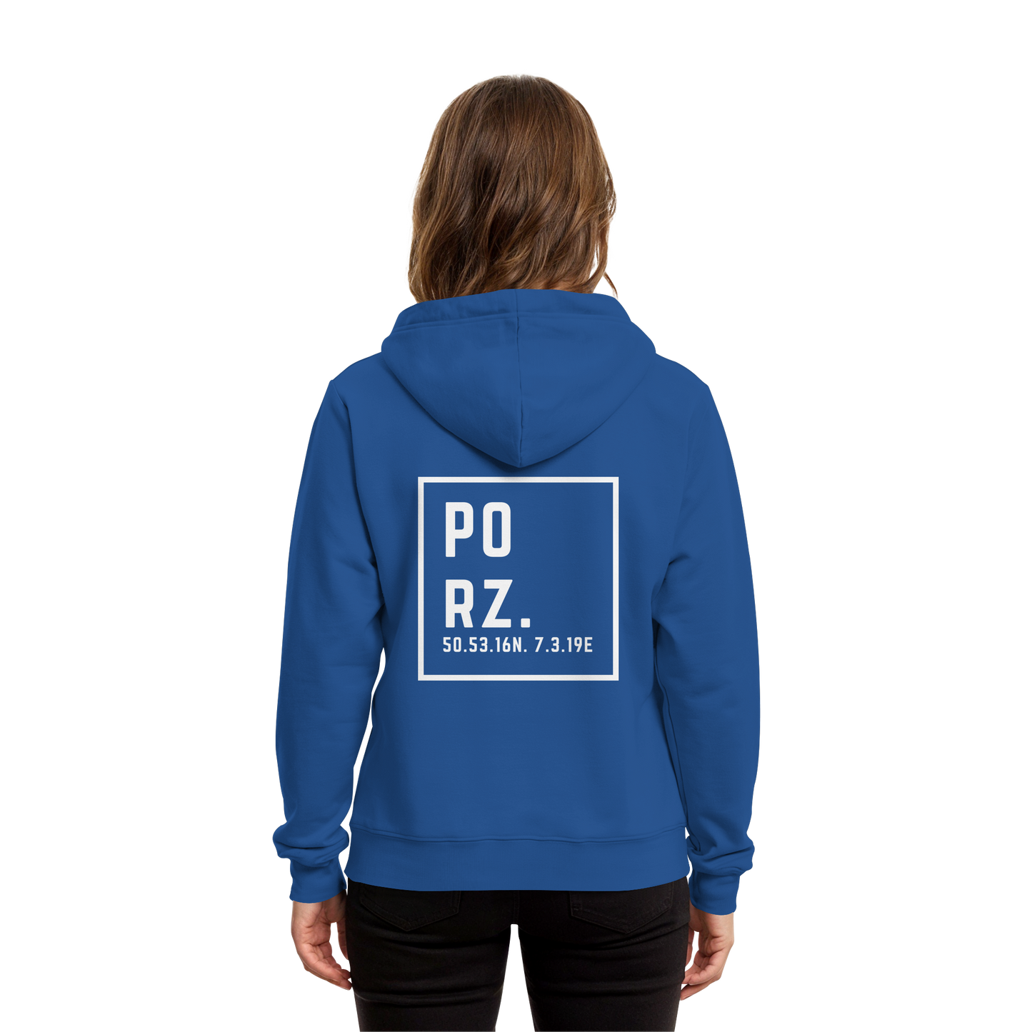 Porz Koordinaten (großer Druck Rücken) - Organic Hoodie B&C