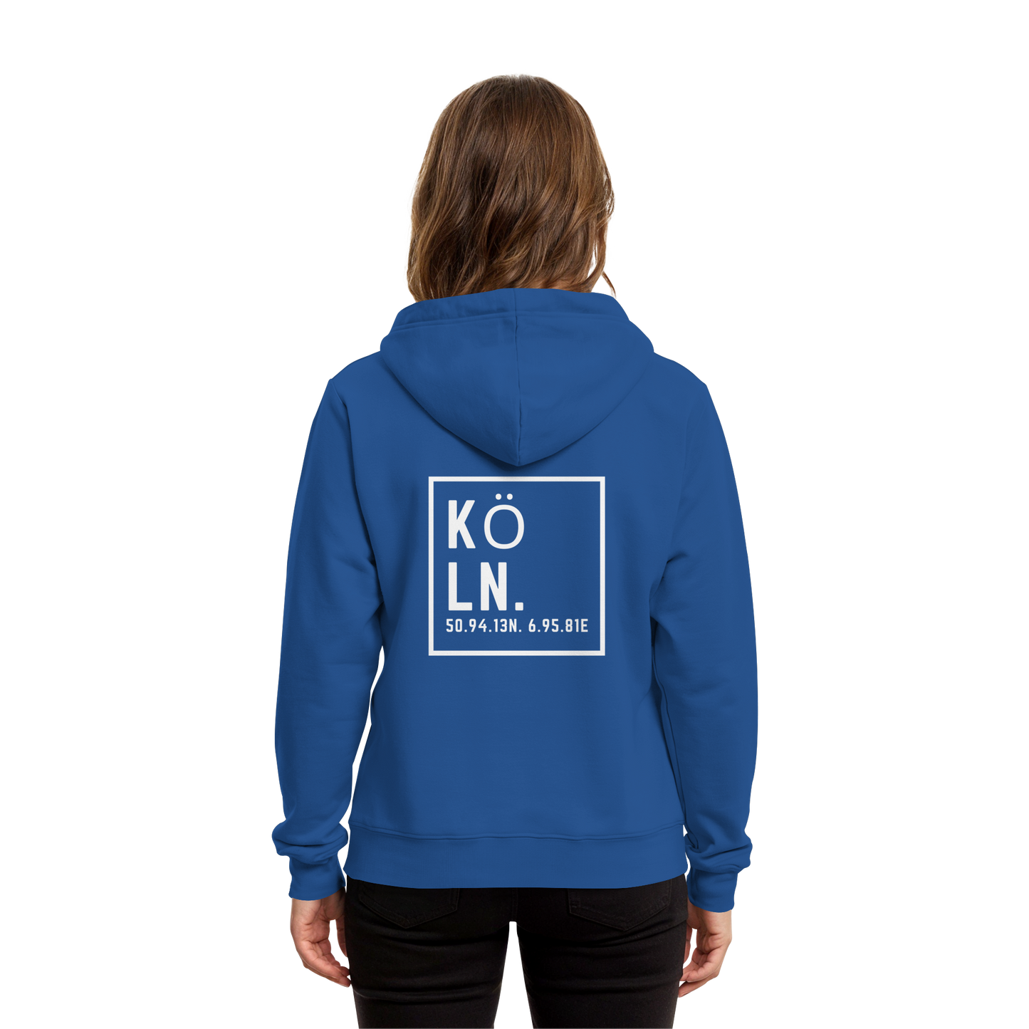 Köln Koordinaten (großer Druck auf dem Rücken) - Organic Hoodie B&C