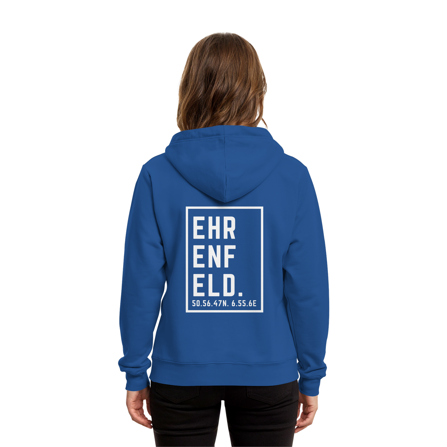 Ehrenfeld Koordinaten (großer Druck auf dem Rücken) - Organic Hoodie B&C