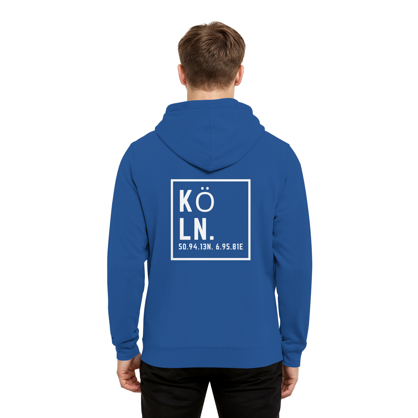 Köln Koordinaten (großer Druck auf dem Rücken) - Organic Hoodie B&C
