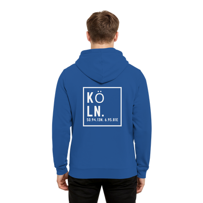 Köln Koordinaten (großer Druck auf dem Rücken) - Organic Hoodie B&C
