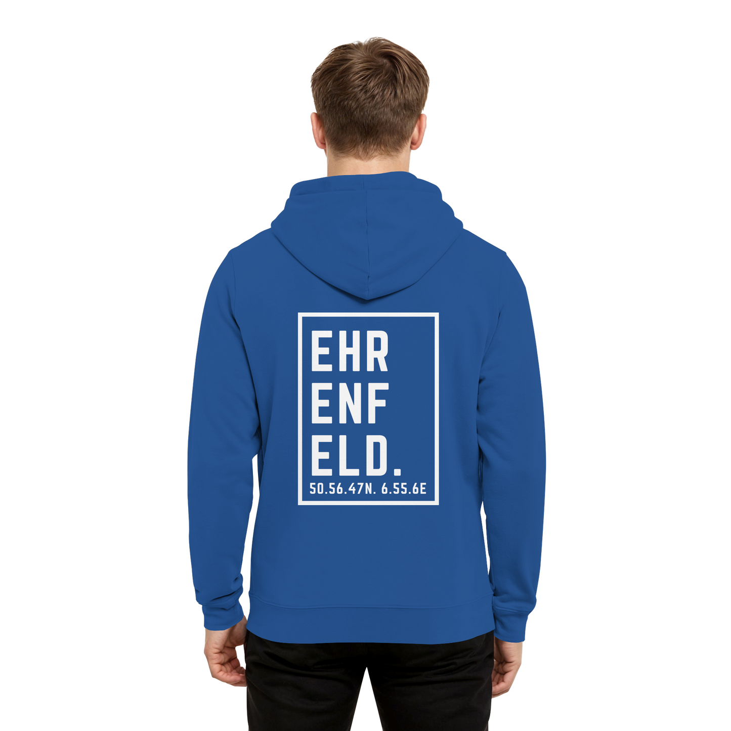 Ehrenfeld Koordinaten (großer Druck auf dem Rücken) - Organic Hoodie B&C