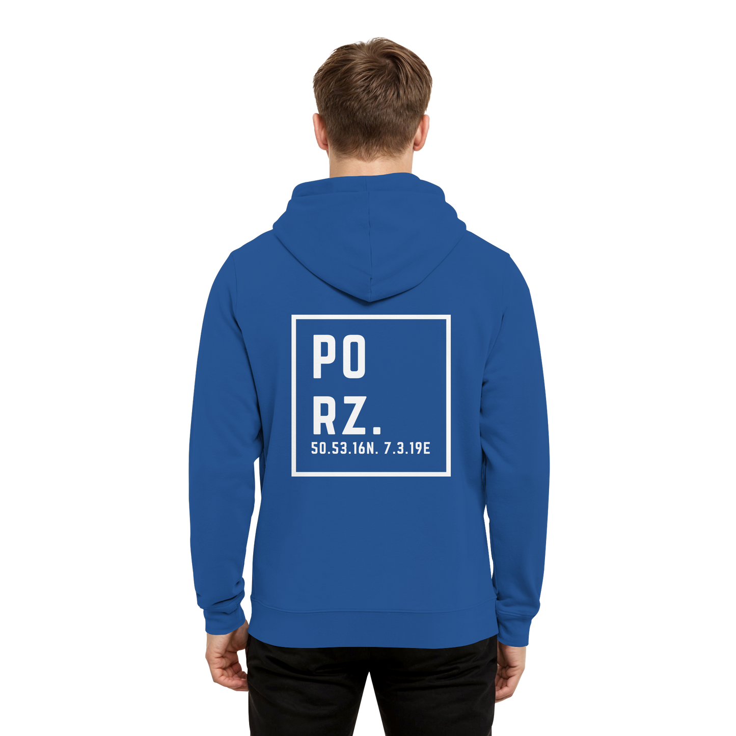 Porz Koordinaten (großer Druck Rücken) - Organic Hoodie B&C