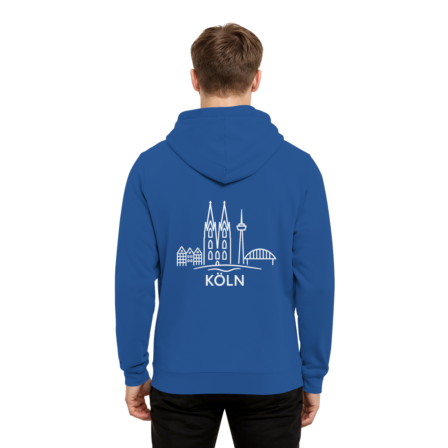 Köln Skyline (großer Druck auf dem Rücken) - Organic Hoodie B&C