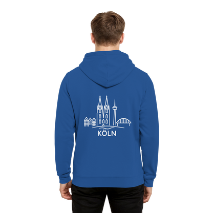 Köln Skyline (großer Druck auf dem Rücken) - Organic Hoodie B&C