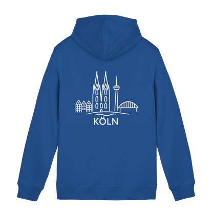 Köln Skyline (großer Druck auf dem Rücken) - Organic Hoodie B&C