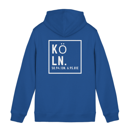 Köln Koordinaten (großer Druck auf dem Rücken) - Organic Hoodie B&C