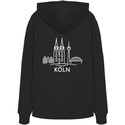 Köln Skyline (großer Druck auf dem Rücken) - Organic Hoodie
