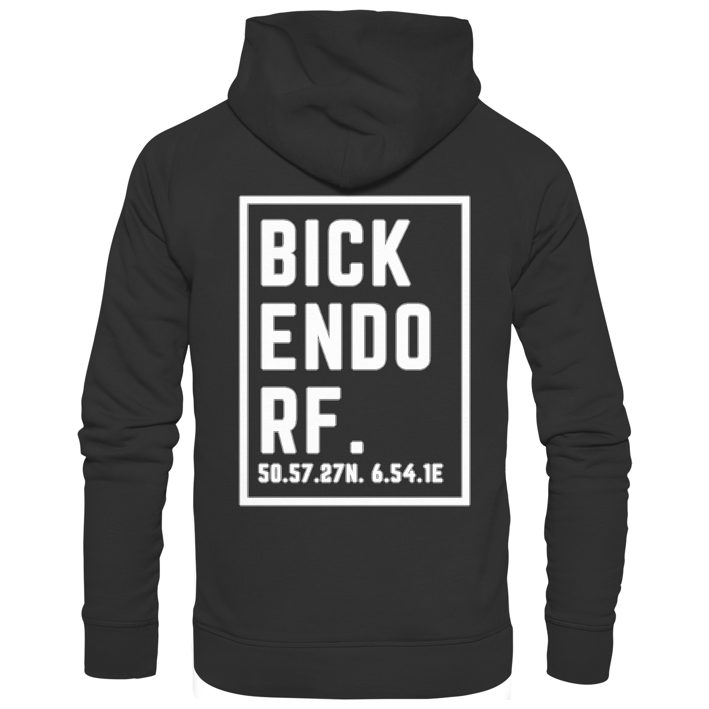 Bickendorf Koordinaten (großer Druck auf dem Rücken) - Organic Hoodie