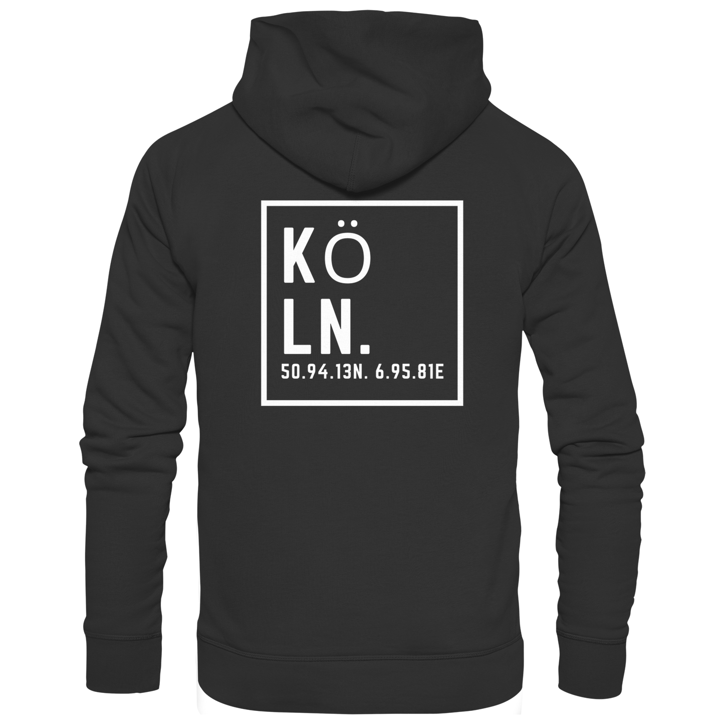 Köln Koordinaten (großer Druck auf dem Rücken) - Organic Hoodie