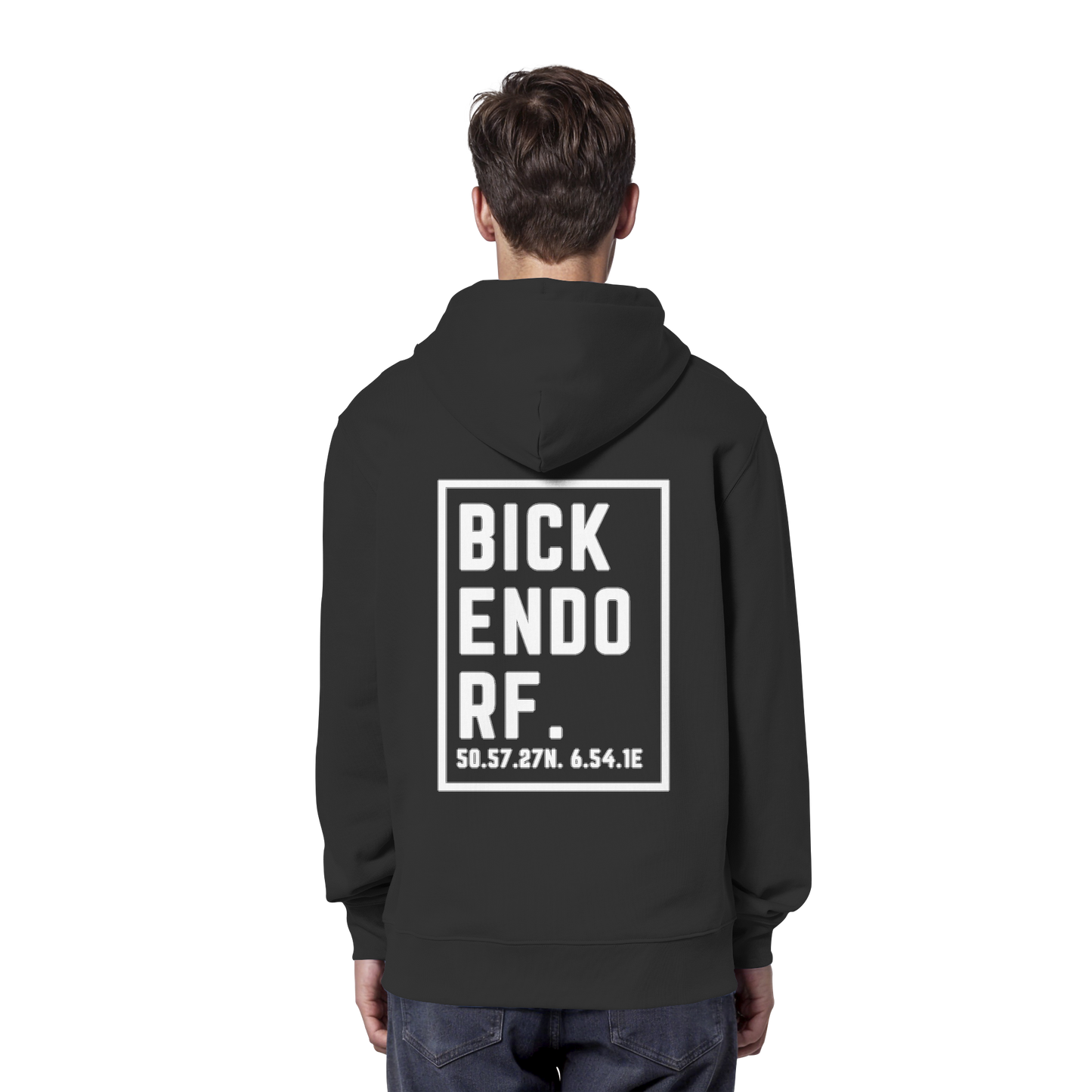 Bickendorf Koordinaten (großer Druck auf dem Rücken) - Organic Hoodie