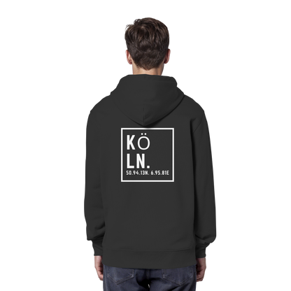 Köln Koordinaten (großer Druck auf dem Rücken) - Organic Hoodie