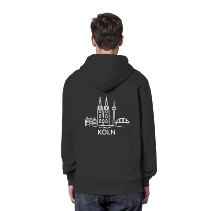 Köln Skyline (großer Druck auf dem Rücken) - Organic Hoodie