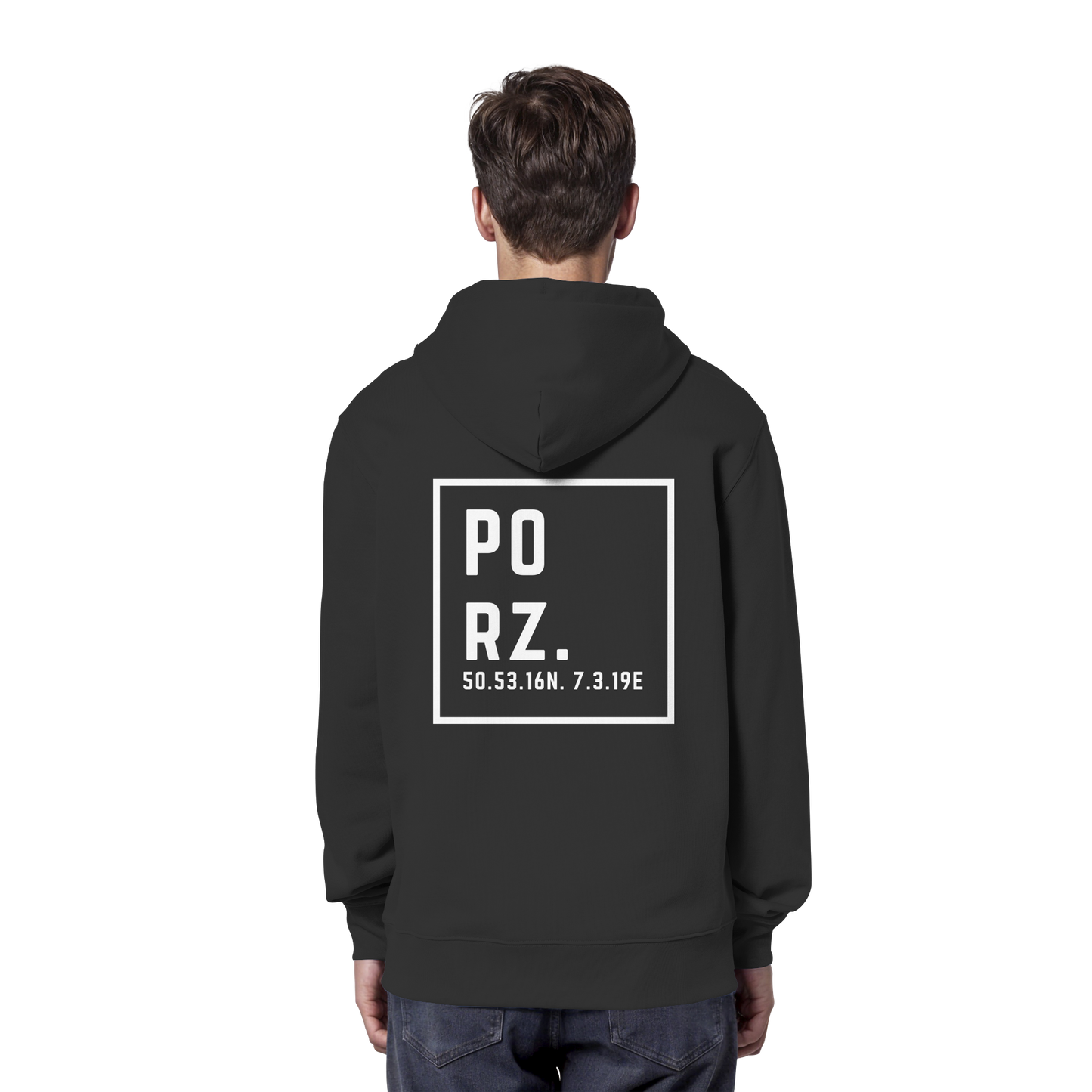 Porz Koordinaten (großer Druck Rücken)  - Organic Hoodie