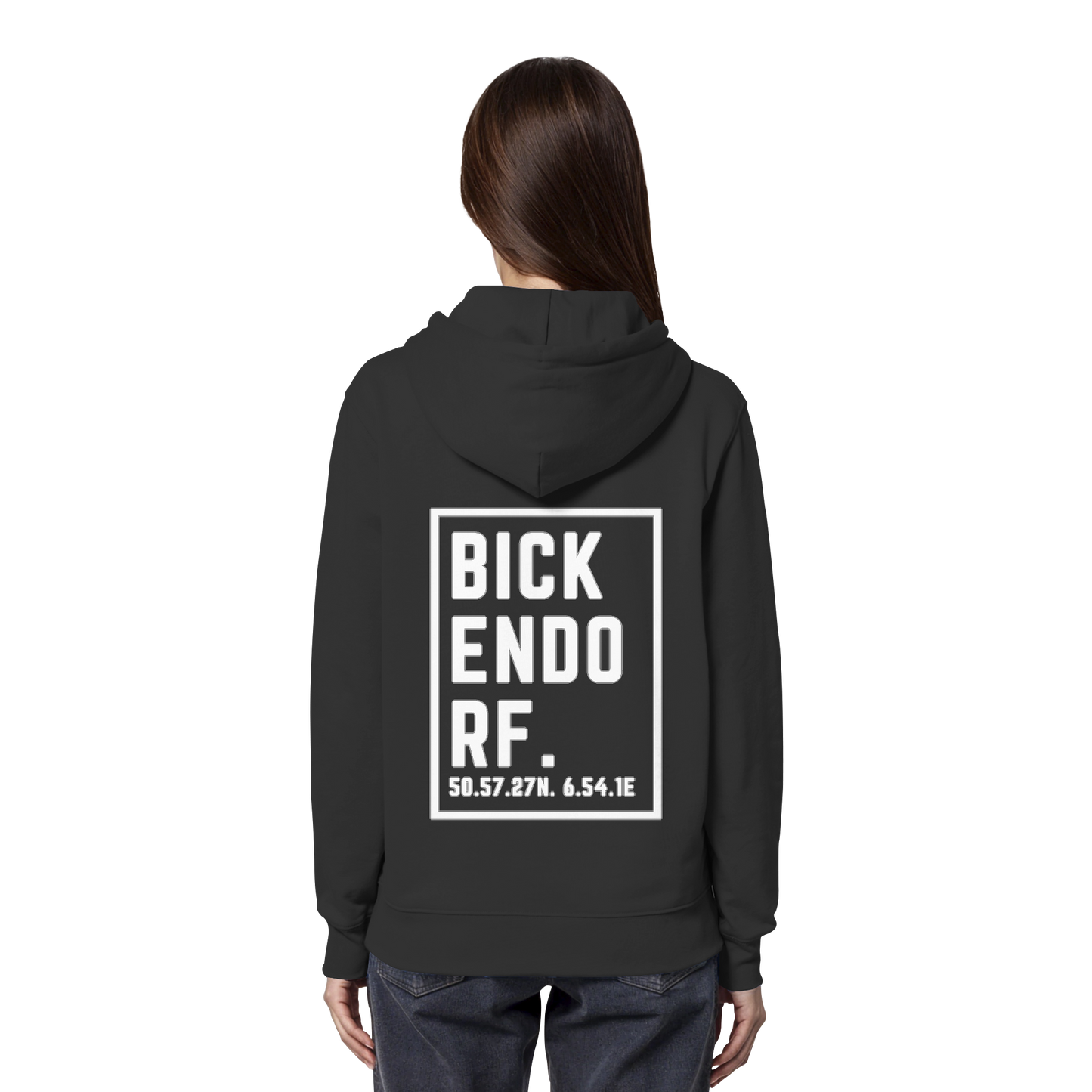 Bickendorf Koordinaten (großer Druck auf dem Rücken) - Organic Hoodie