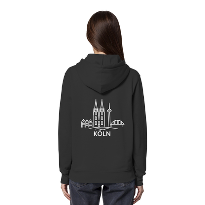 Köln Skyline (großer Druck auf dem Rücken) - Organic Hoodie