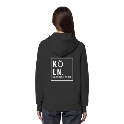 Köln Koordinaten (großer Druck auf dem Rücken) - Organic Hoodie