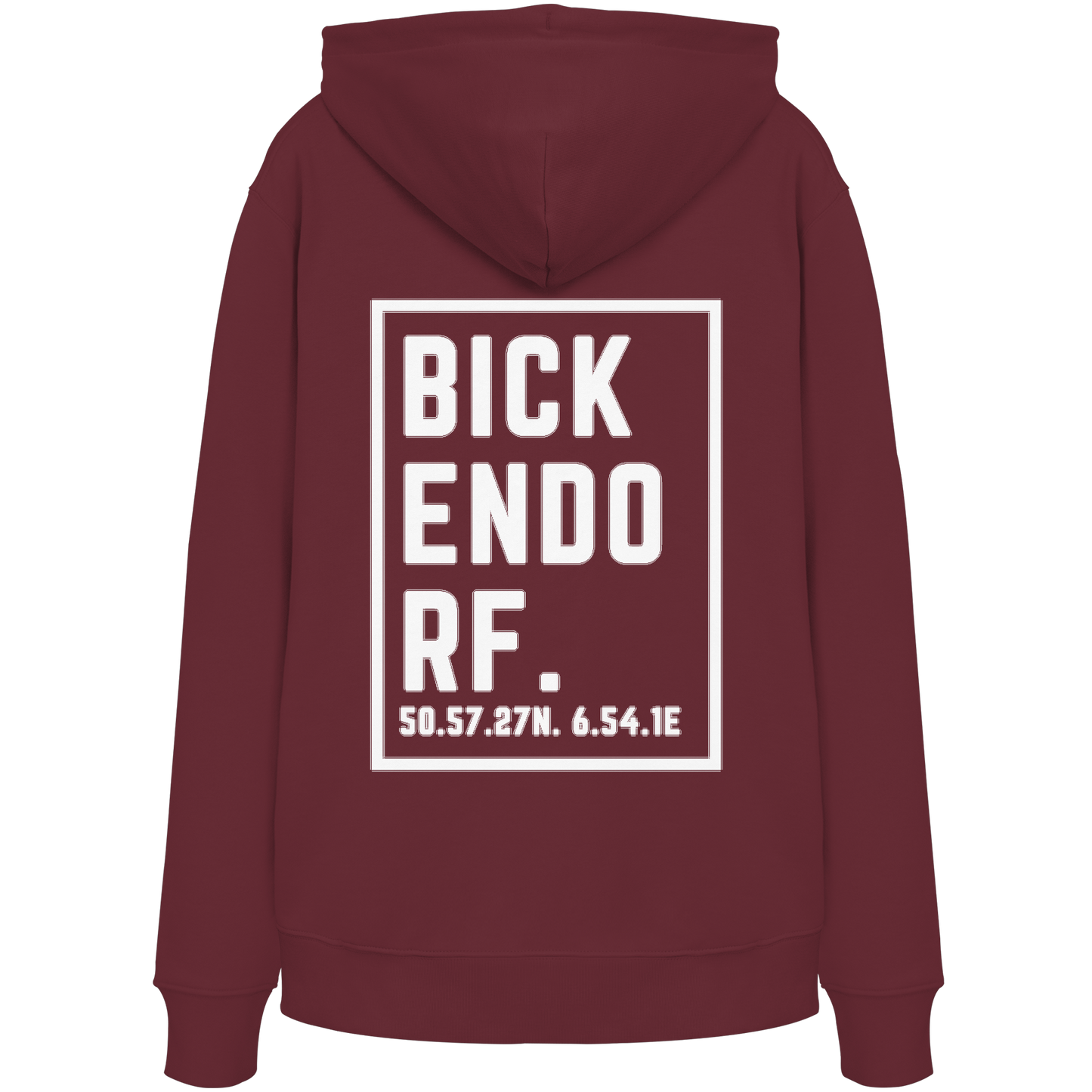 Bickendorf Koordinaten (großer Druck auf dem Rücken) - Organic Hoodie