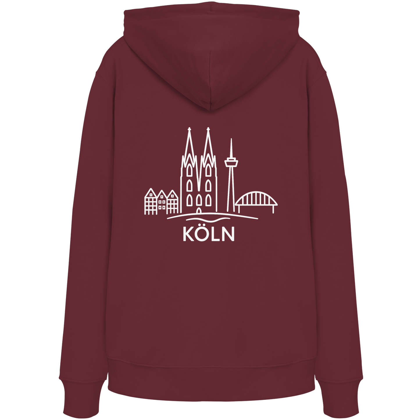 Köln Skyline (großer Druck auf dem Rücken) - Organic Hoodie