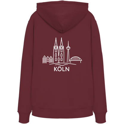 Köln Skyline (großer Druck auf dem Rücken) - Organic Hoodie