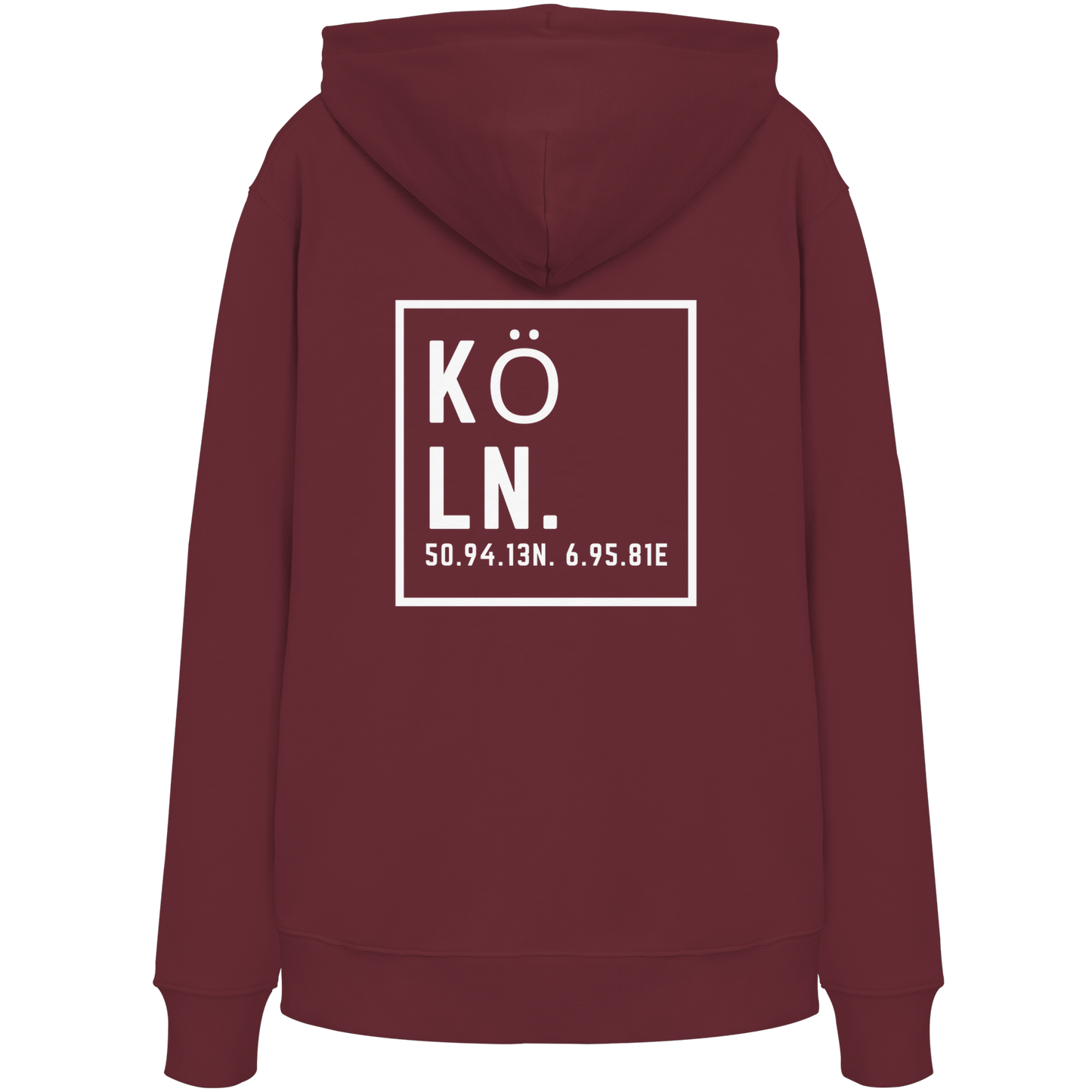 Köln Koordinaten (großer Druck auf dem Rücken) - Organic Hoodie