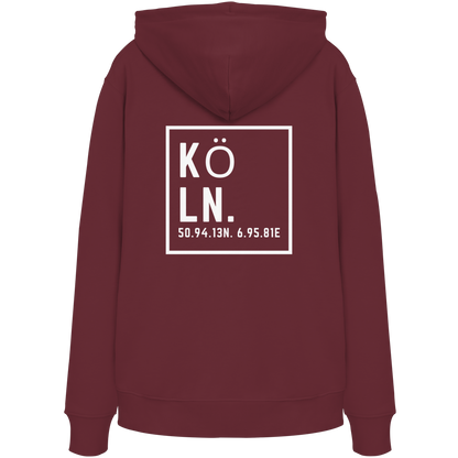 Köln Koordinaten (großer Druck auf dem Rücken) - Organic Hoodie