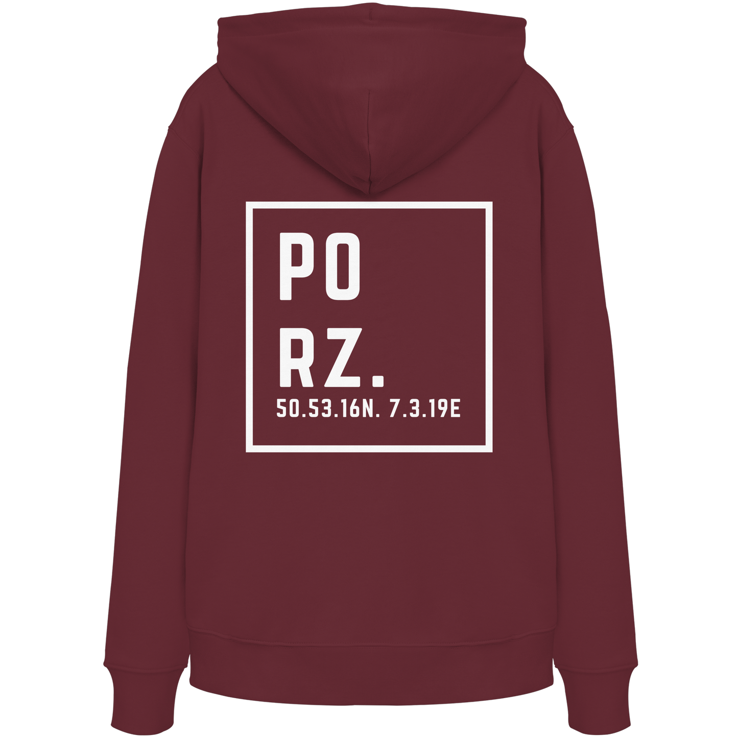 Porz Koordinaten (großer Druck Rücken)  - Organic Hoodie