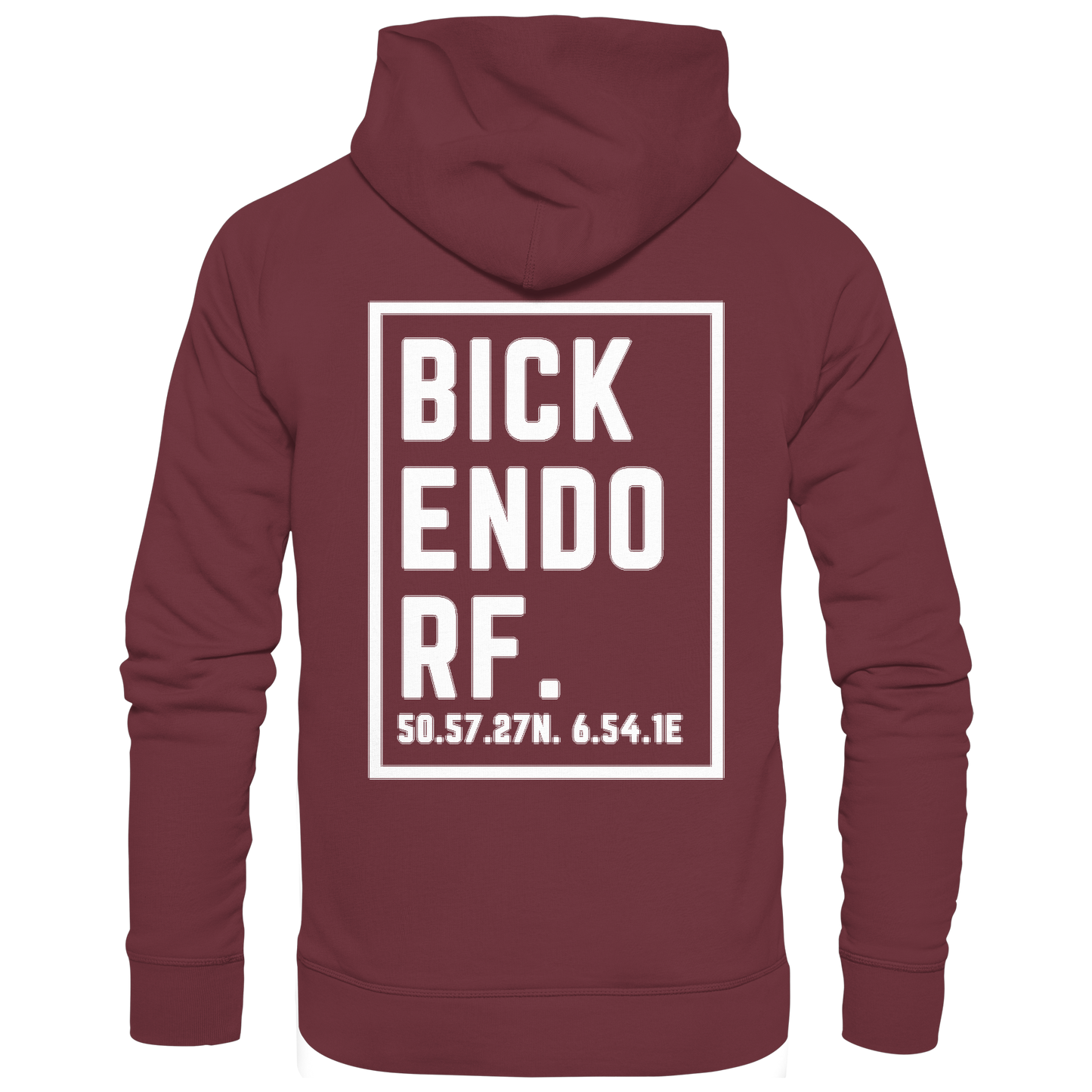 Bickendorf Koordinaten (großer Druck auf dem Rücken) - Organic Hoodie