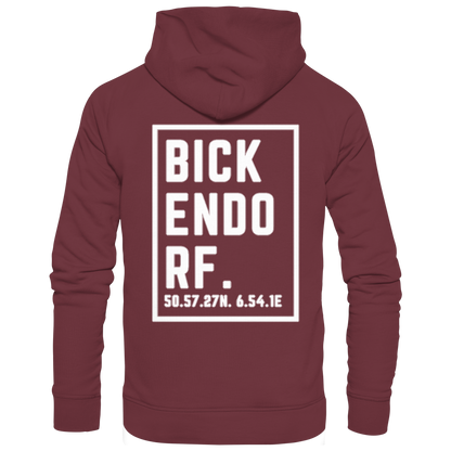 Bickendorf Koordinaten (großer Druck auf dem Rücken) - Organic Hoodie