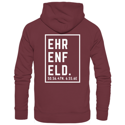 Ehrenfeld Koordinaten (großer Druck auf dem Rücken) - Organic Hoodie