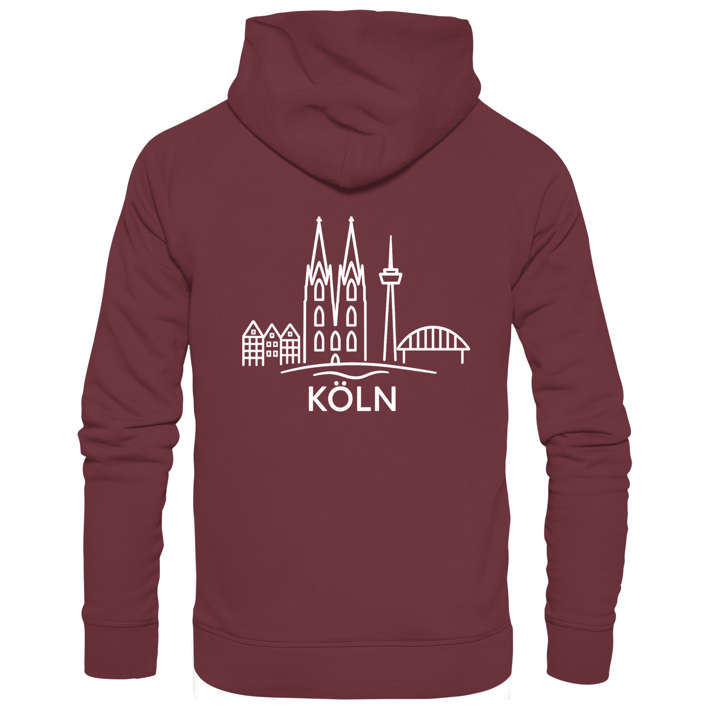 Köln Skyline (großer Druck auf dem Rücken) - Organic Hoodie