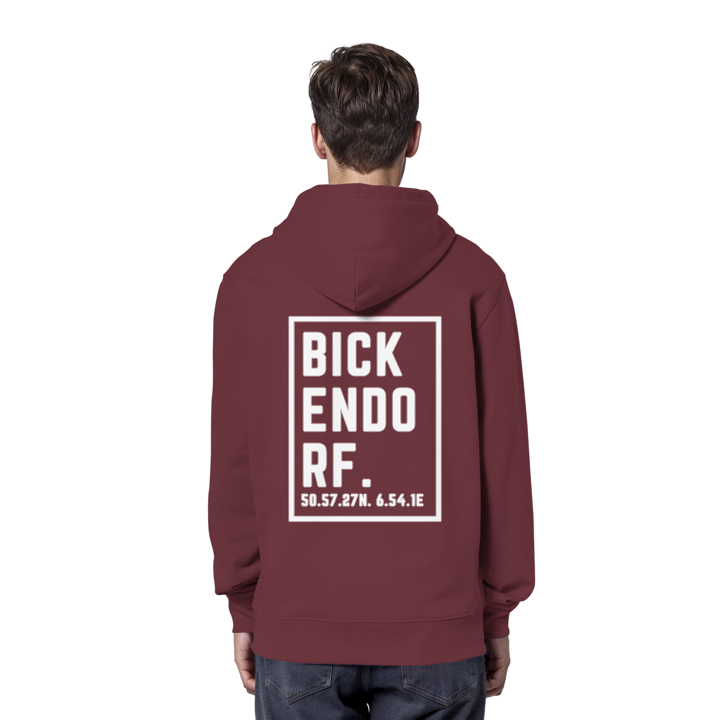 Bickendorf Koordinaten (großer Druck auf dem Rücken) - Organic Hoodie