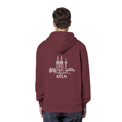 Köln Skyline (großer Druck auf dem Rücken) - Organic Hoodie