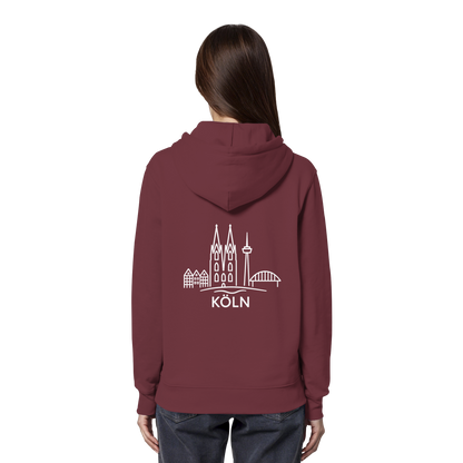 Köln Skyline (großer Druck auf dem Rücken) - Organic Hoodie