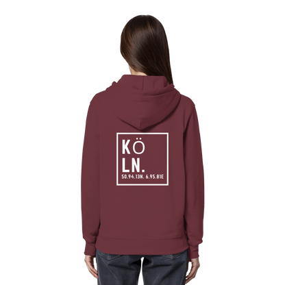 Köln Koordinaten (großer Druck auf dem Rücken) - Organic Hoodie