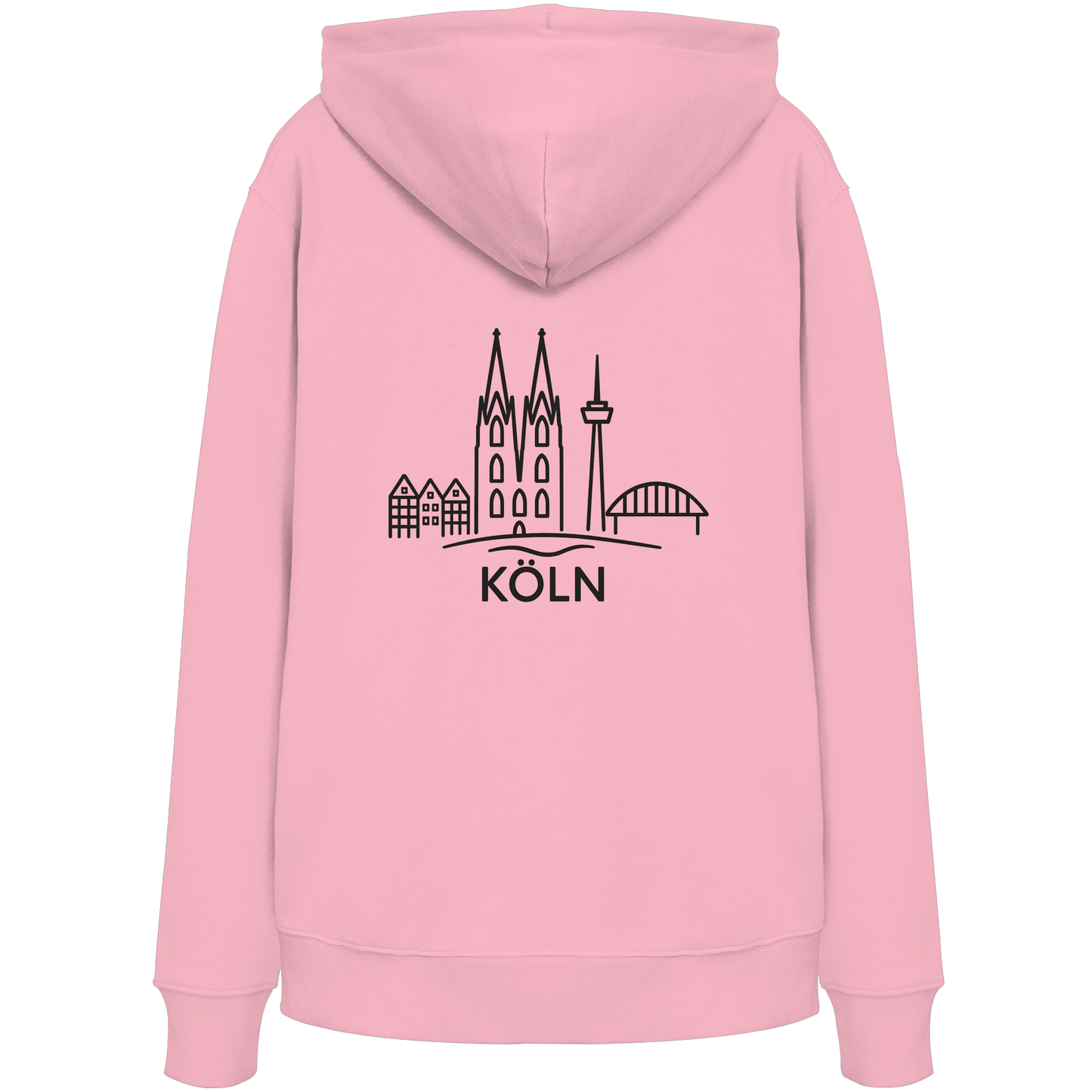 Köln Skyline (großer Druck auf dem Rücken) - Organic Hoodie