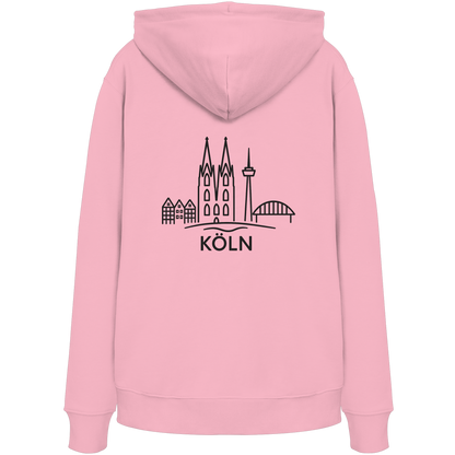 Köln Skyline (großer Druck auf dem Rücken) - Organic Hoodie