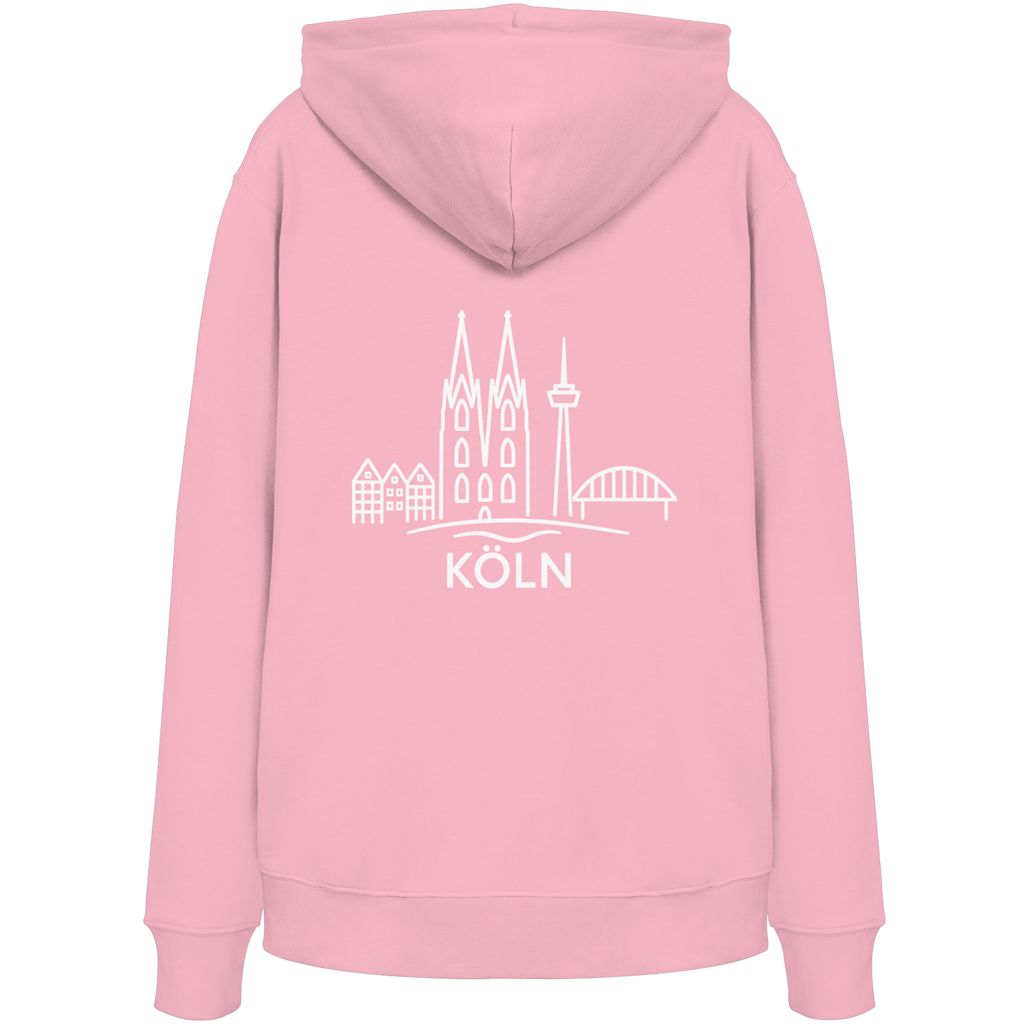 Köln Skyline (großer Druck auf dem Rücken) - Organic Hoodie
