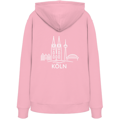 Köln Skyline (großer Druck auf dem Rücken) - Organic Hoodie