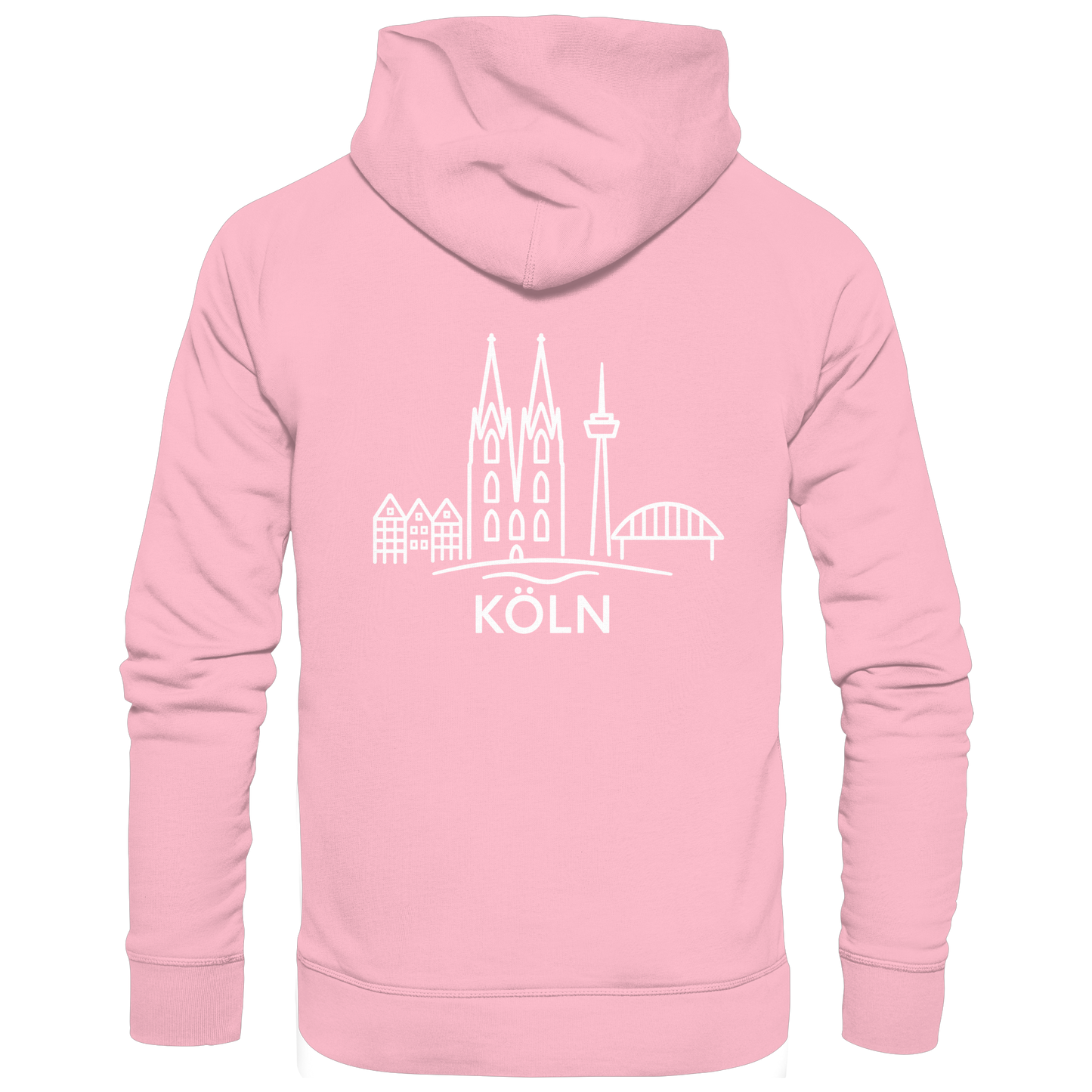 Köln Skyline (großer Druck auf dem Rücken) - Organic Hoodie