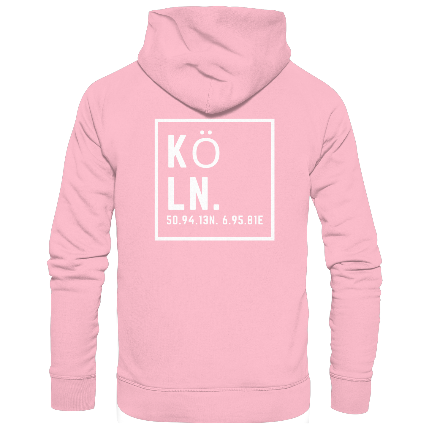 Köln Koordinaten (großer Druck auf dem Rücken) - Organic Hoodie