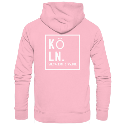 Köln Koordinaten (großer Druck auf dem Rücken) - Organic Hoodie