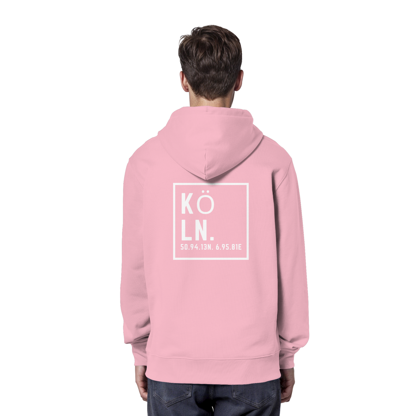 Köln Koordinaten (großer Druck auf dem Rücken) - Organic Hoodie
