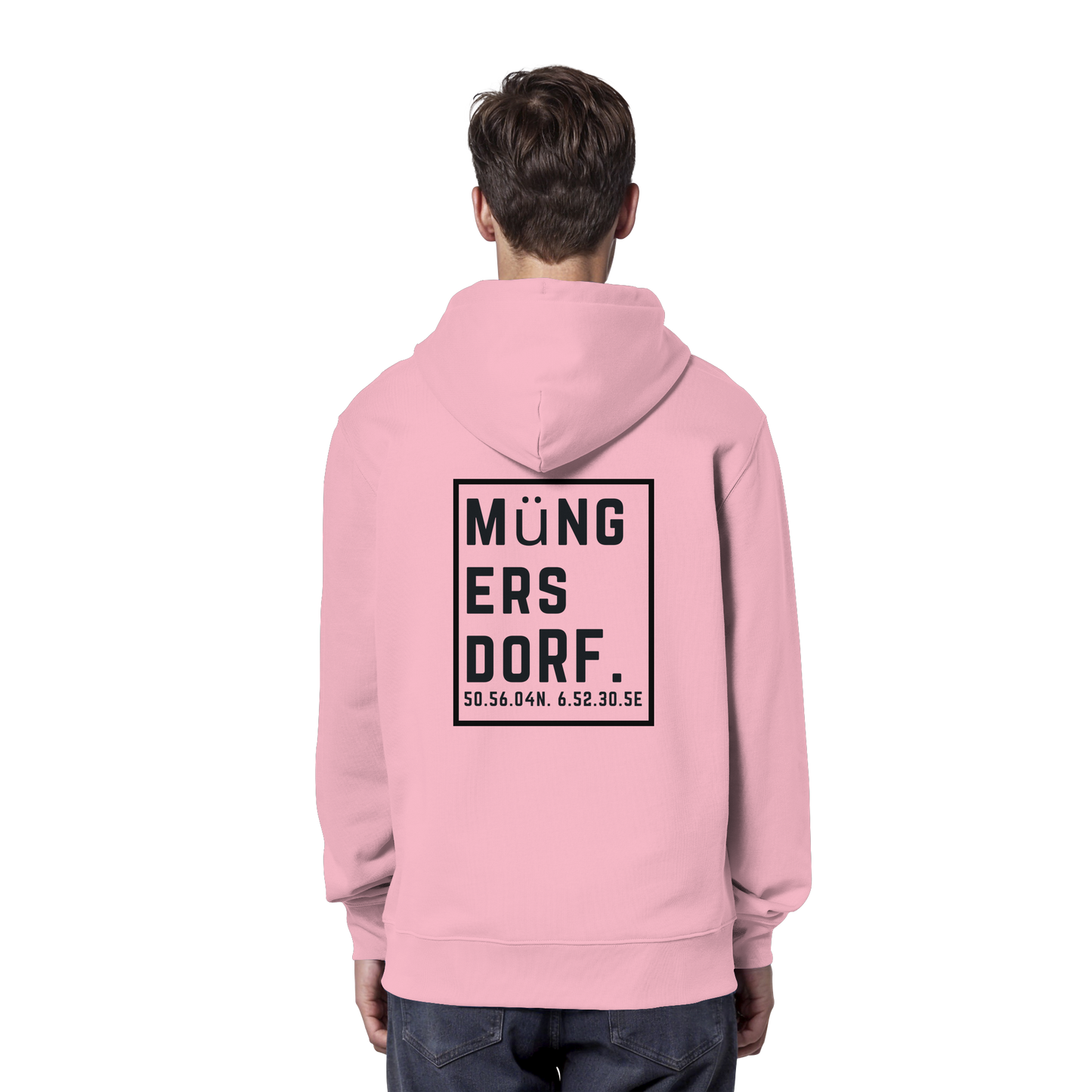 Müngersdorf Koordinaten (großer Druck auf dem Rücken) - Organic Hoodie
