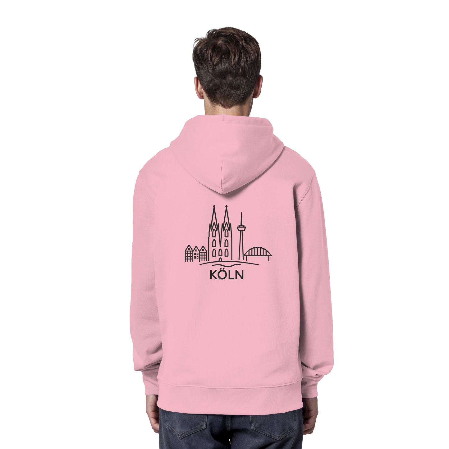 Köln Skyline (großer Druck auf dem Rücken) - Organic Hoodie