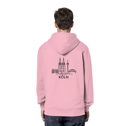 Köln Skyline (großer Druck auf dem Rücken) - Organic Hoodie