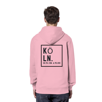 Köln Koordinaten (großer Druck auf dem Rücken) - Organic Hoodie