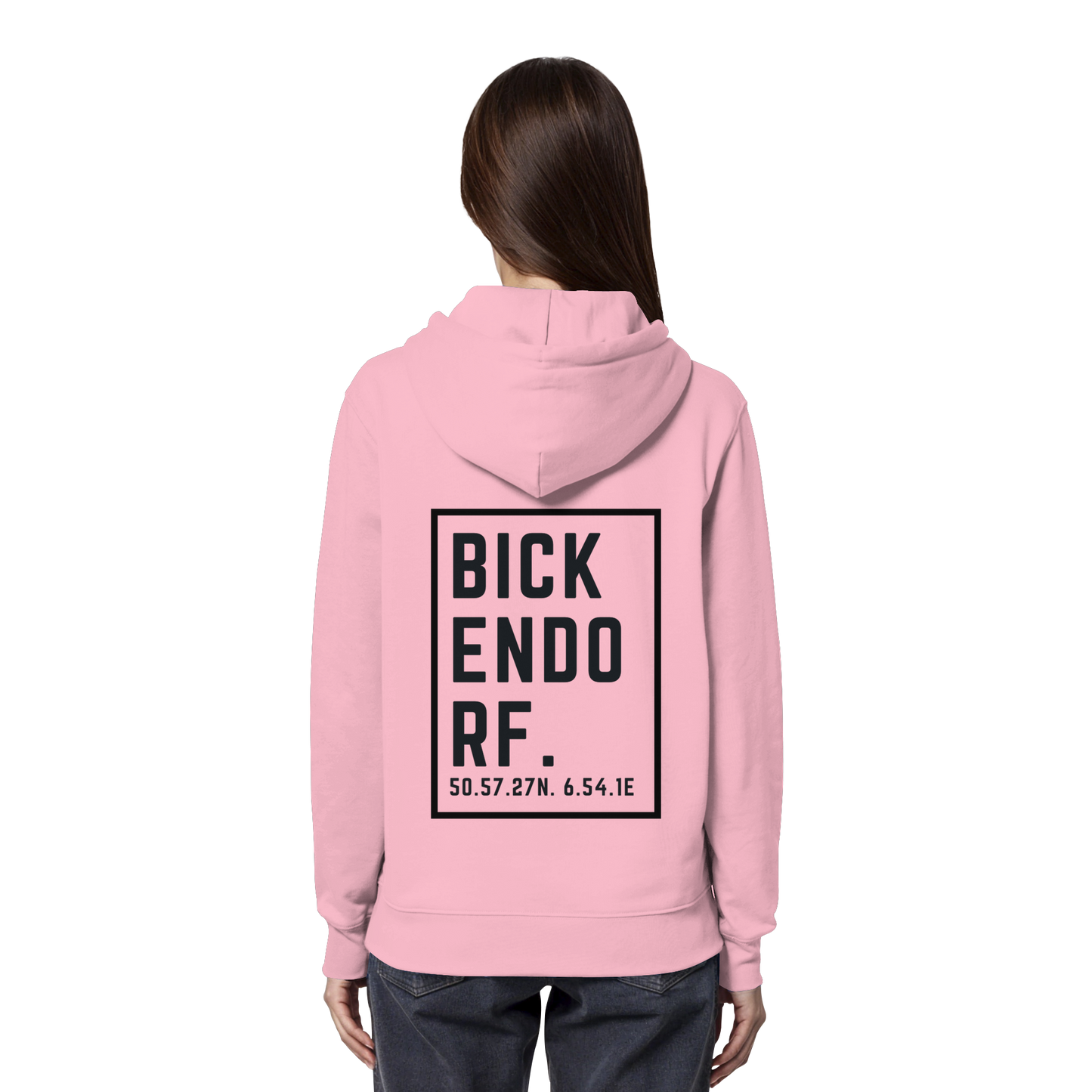 Bickendorf Koordinaten (großer Druck auf dem Rücken) - Organic Hoodie