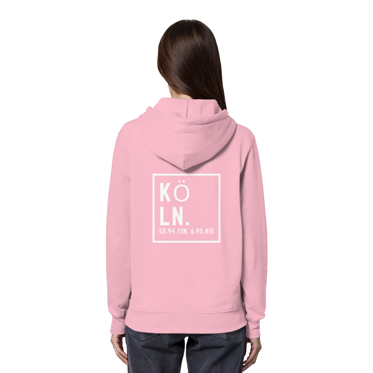 Köln Koordinaten (großer Druck auf dem Rücken) - Organic Hoodie
