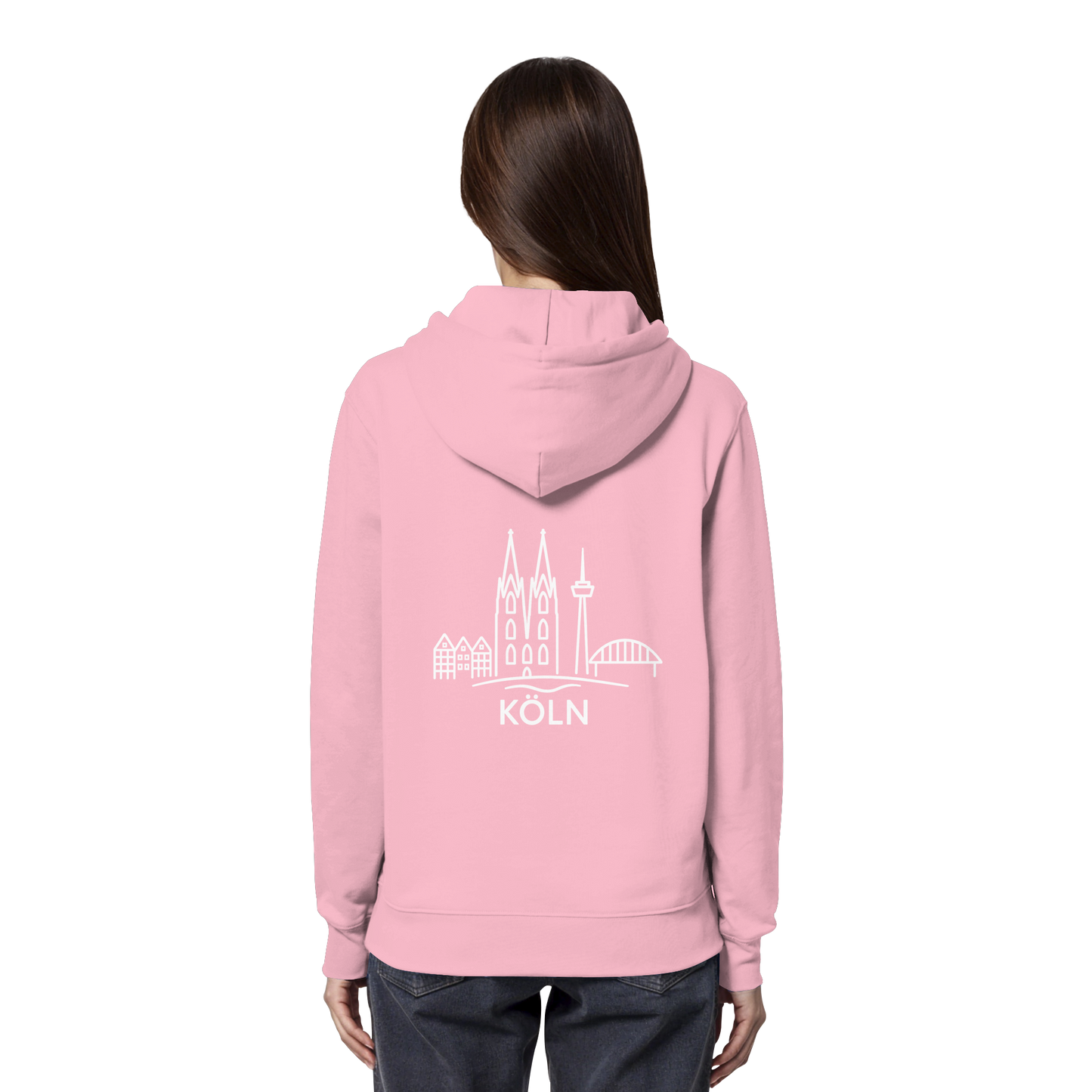 Köln Skyline (großer Druck auf dem Rücken) - Organic Hoodie